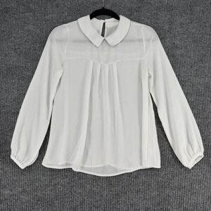 Y2K Peach Royal made in USA peter pan collar layering blouse white XS